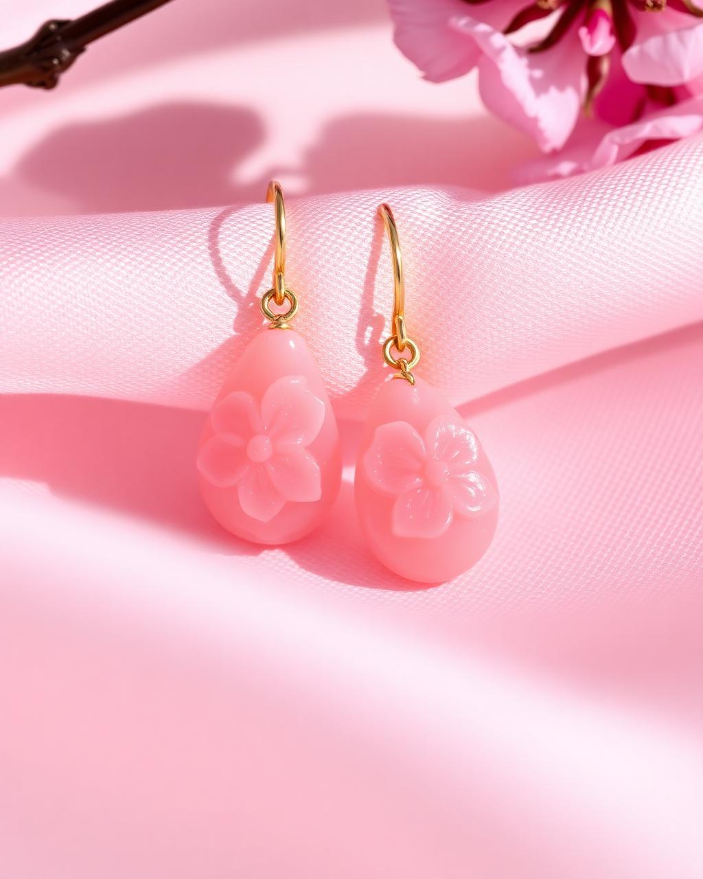 Peach Blossom Pink Jade Earrings